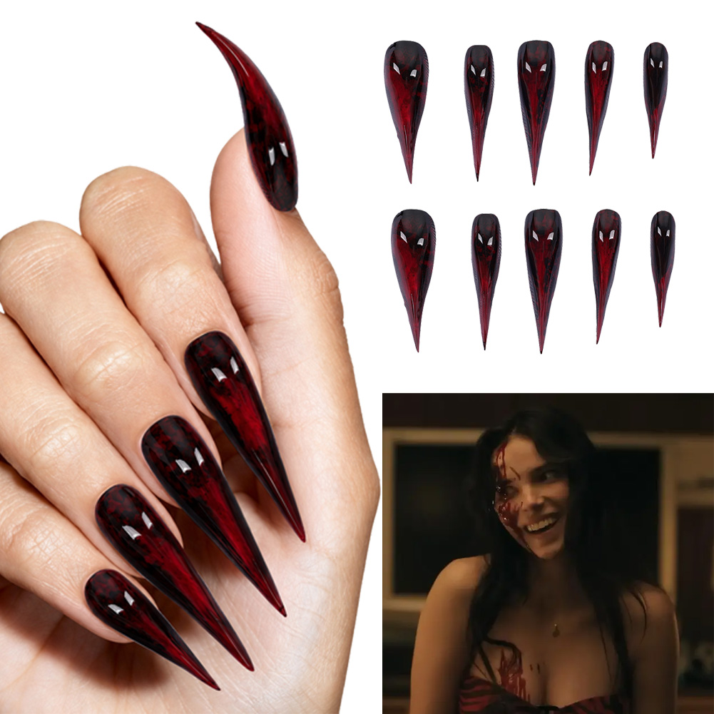 Cosplay Prop Painting - Nikki Cosplay Kırmızı Takma Tırnak Uçları